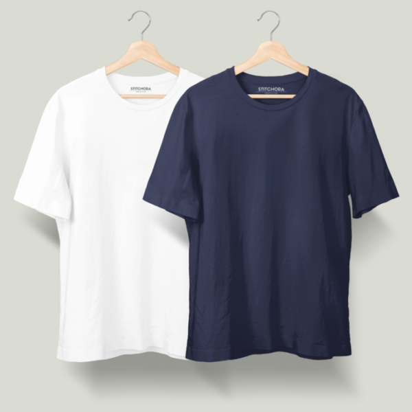 Classic fit T-Shirt Pack of 2 - Navy blue and white